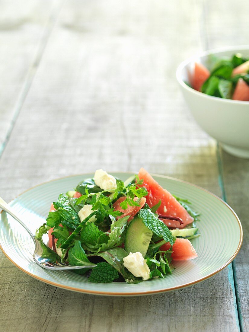 Watermelon and feta cheese salad