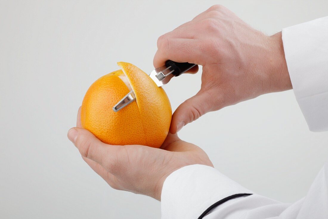 Peeling an orange