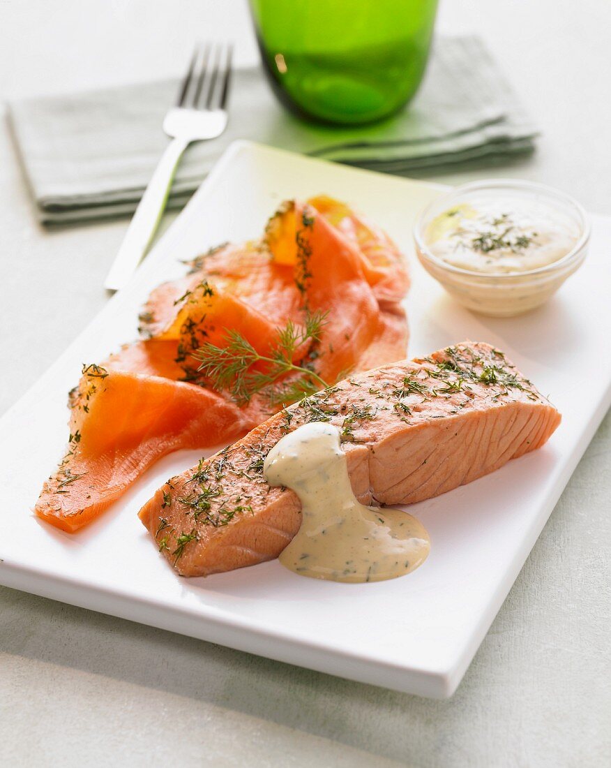 Pickled salmon with a honey-mustard sauce