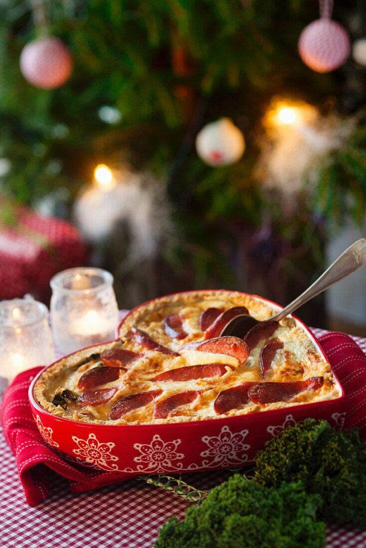 Herzförmige Pie mit Chorizo zu Weihnachten (Schweden)