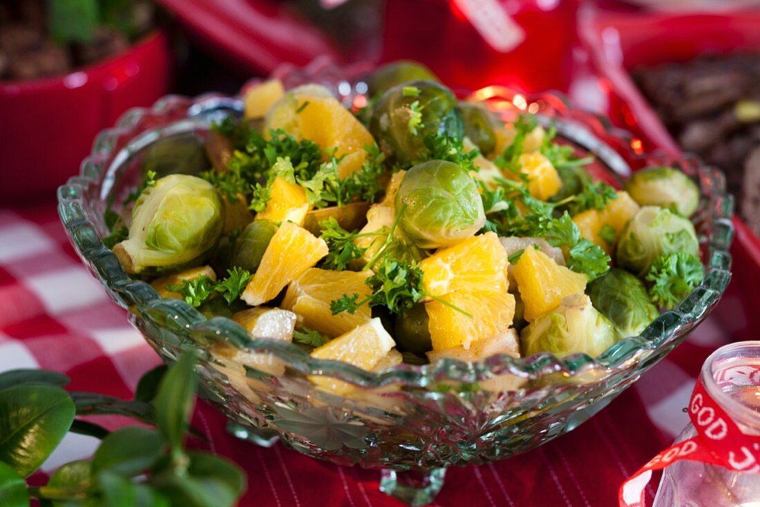 Brussels sprouts salad with oranges for Christmas