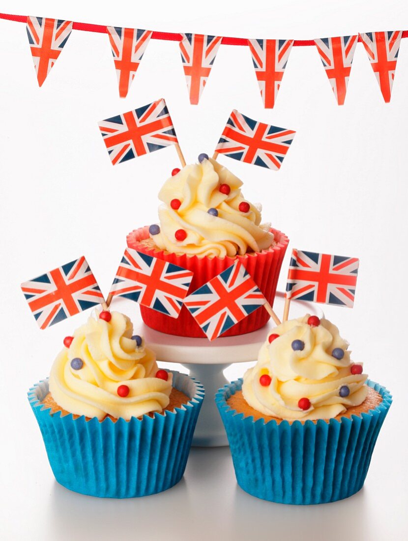 Cupcakes mit englischen Flaggen