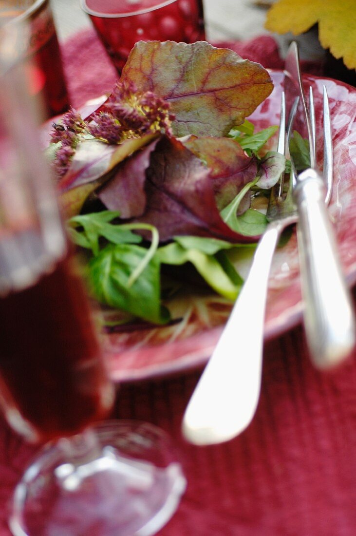 Salad and drink