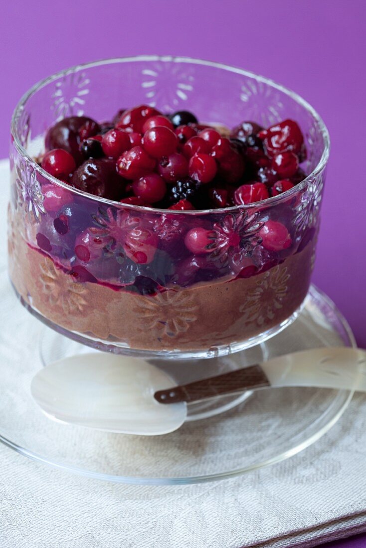 Chocolate mousse with forest berries