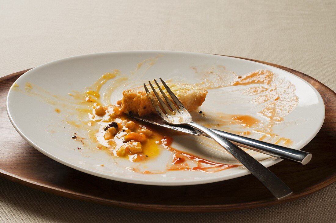 An empty breakfast plate