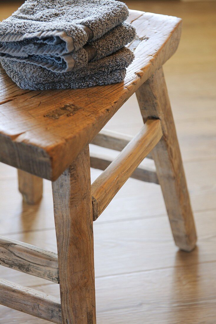 Towels on a stool