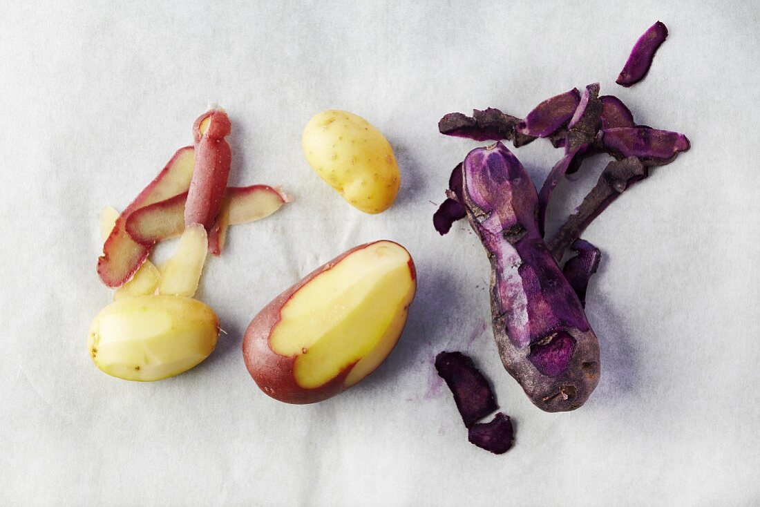 Assorted Partially Peeled Heirloom Potatoes