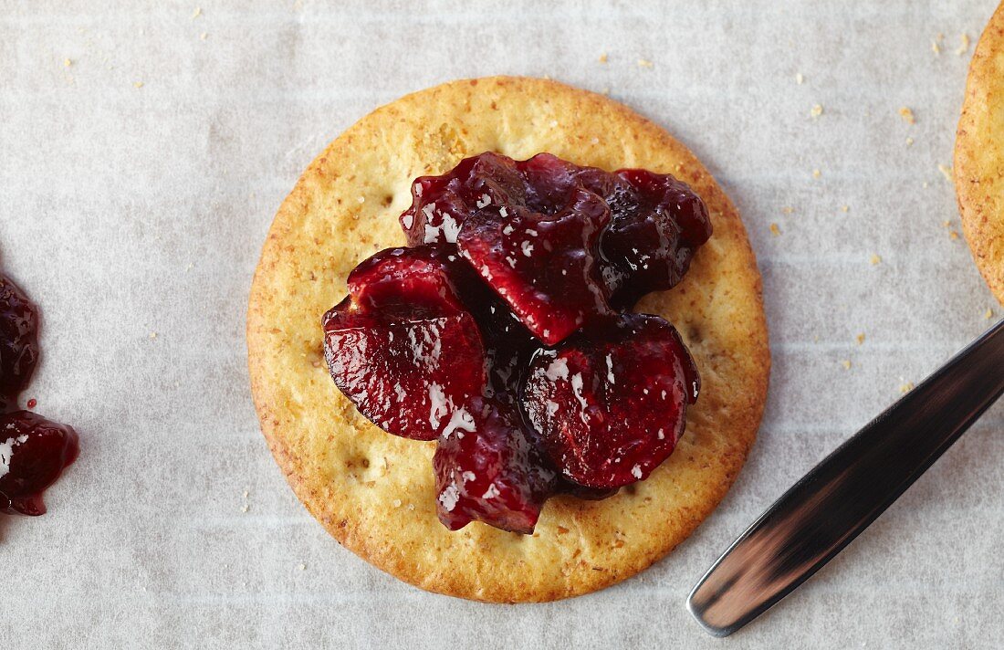 Cherry Compote on a Cracker