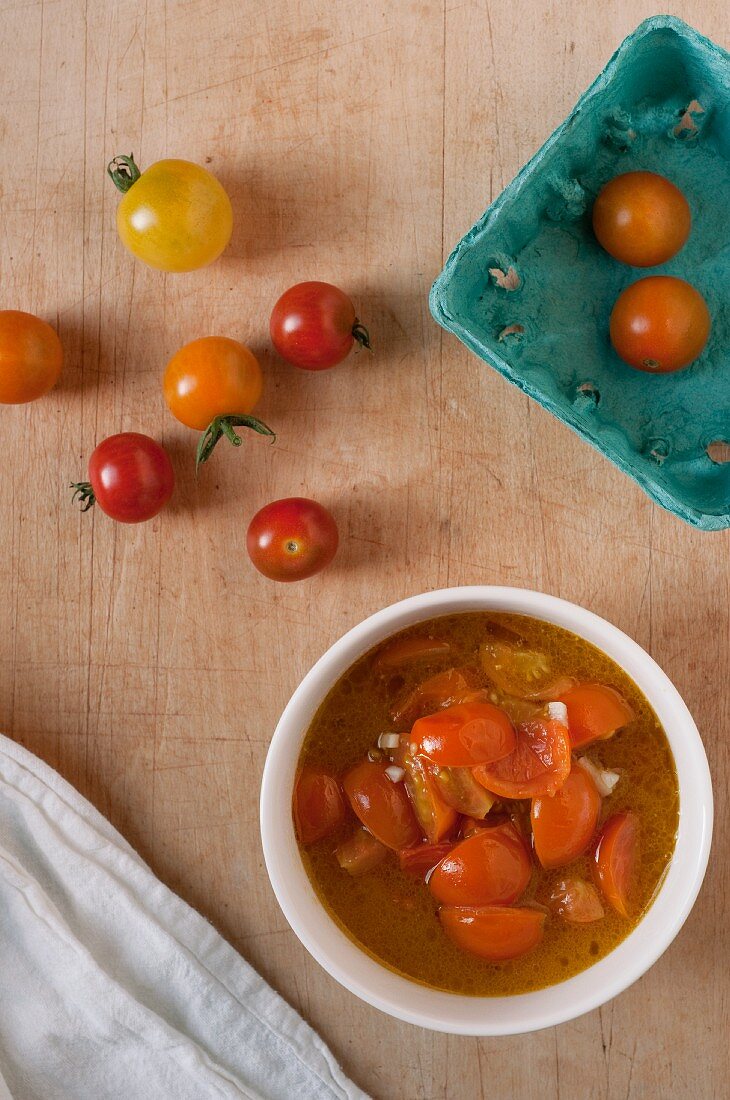 Cherry Tomato Sauce Made with Mixed Cherry Tomatoes