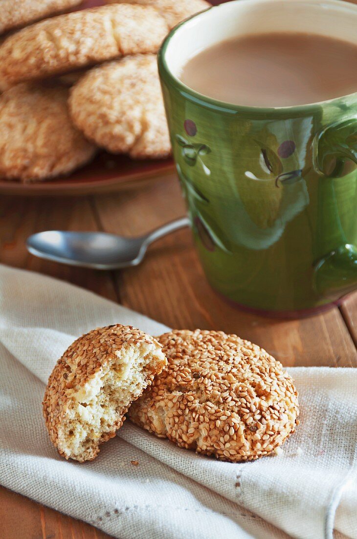 Biscotti Regina (Sesamplätzchen, Italien) zum Kaffee