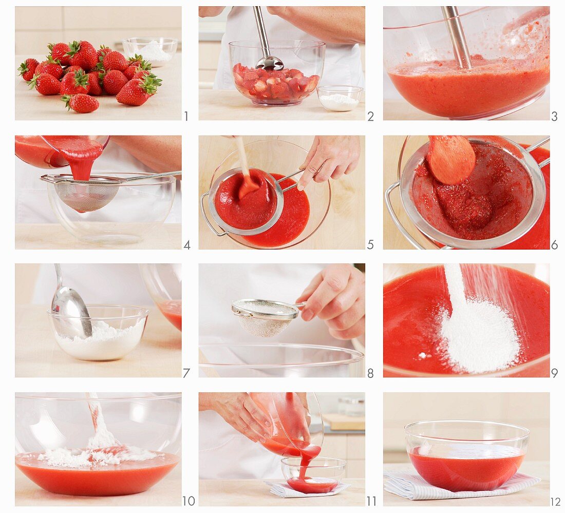 Strawberry puree being made