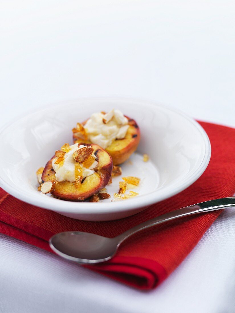 Grilled nectarines with ricotta and honey
