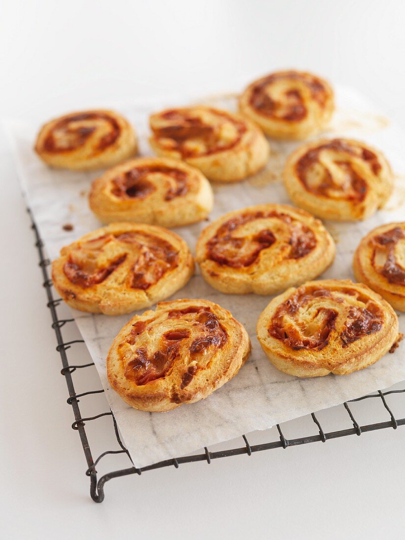 Spicy pastries with ham, cheese and pineapple