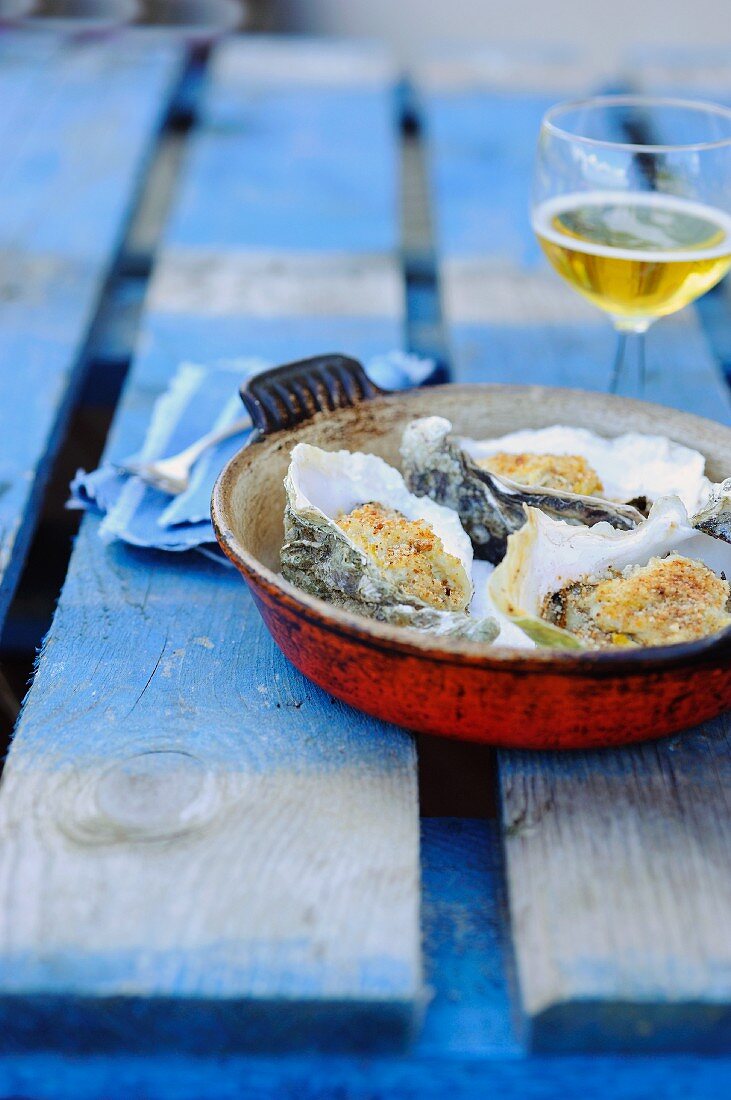 Gratinated oysters (Normandy, France)