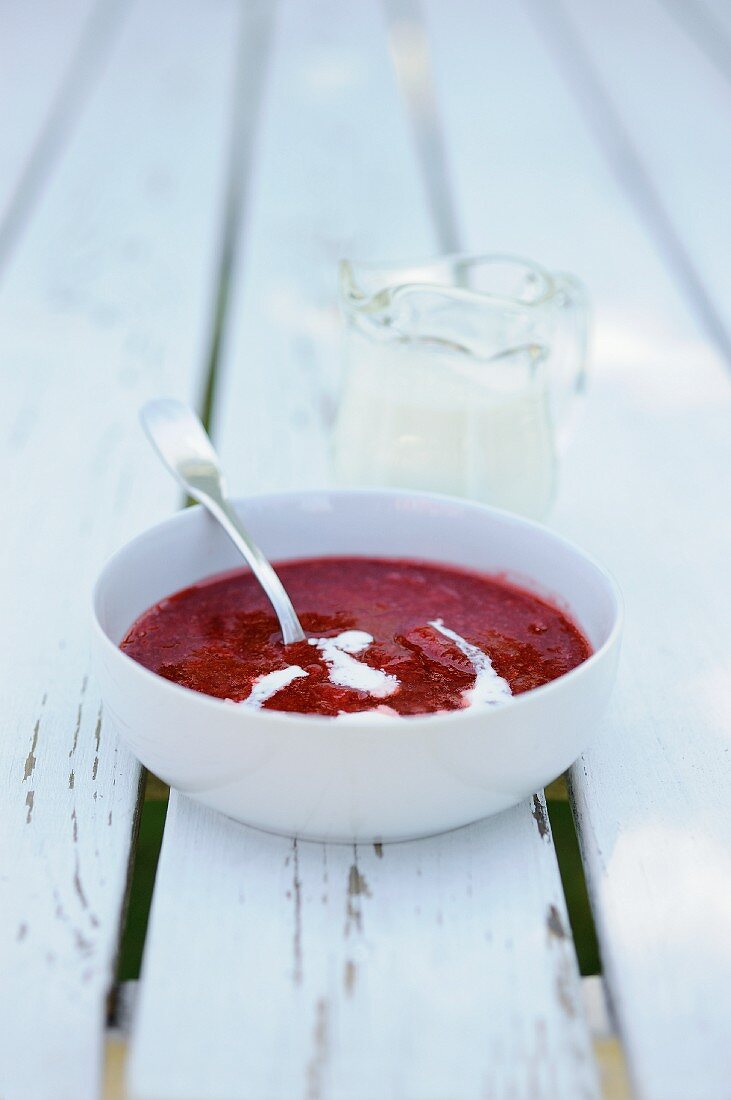 Strawberry soup with cream (Denmark)