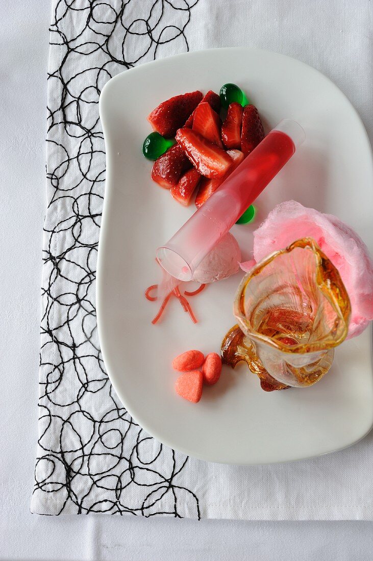Strawberry dessert - molecular gastronomy