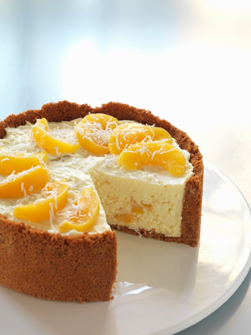 Peach and coconut cheesecake