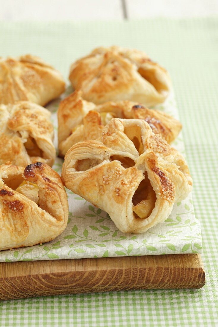 Puff pastry pockets filled with apples and bananas