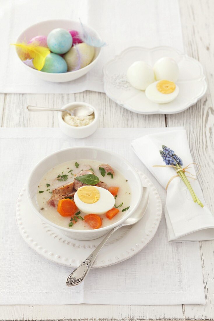 Easter soup with egg