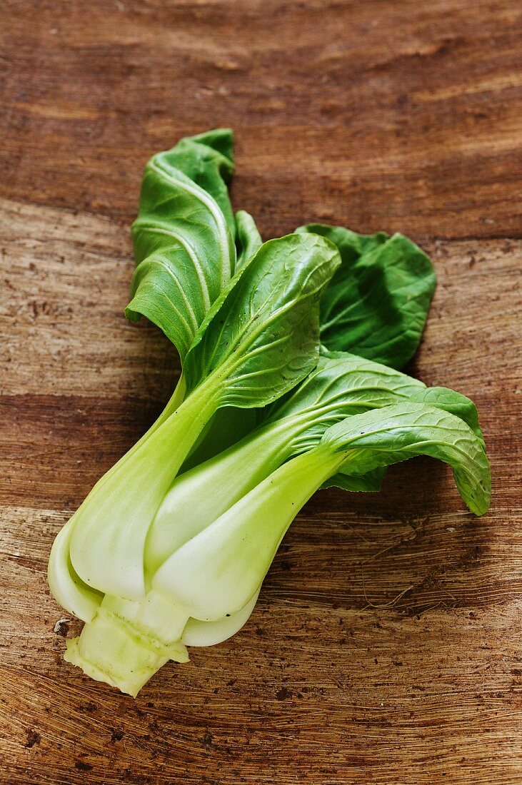 Fresh Bok Choy on a Wooden Surface