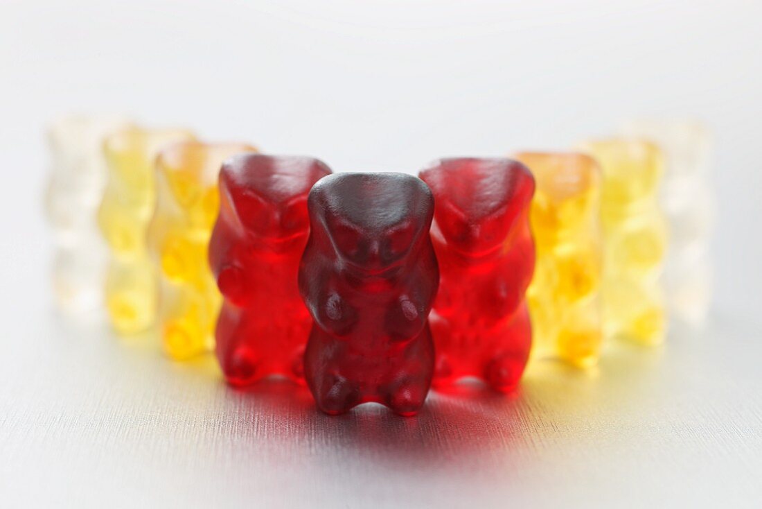 A row of gummi bears