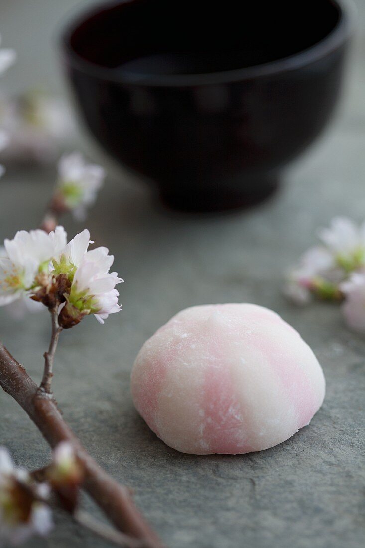 Mochi (Japenese rice cake) with cherry blossoms