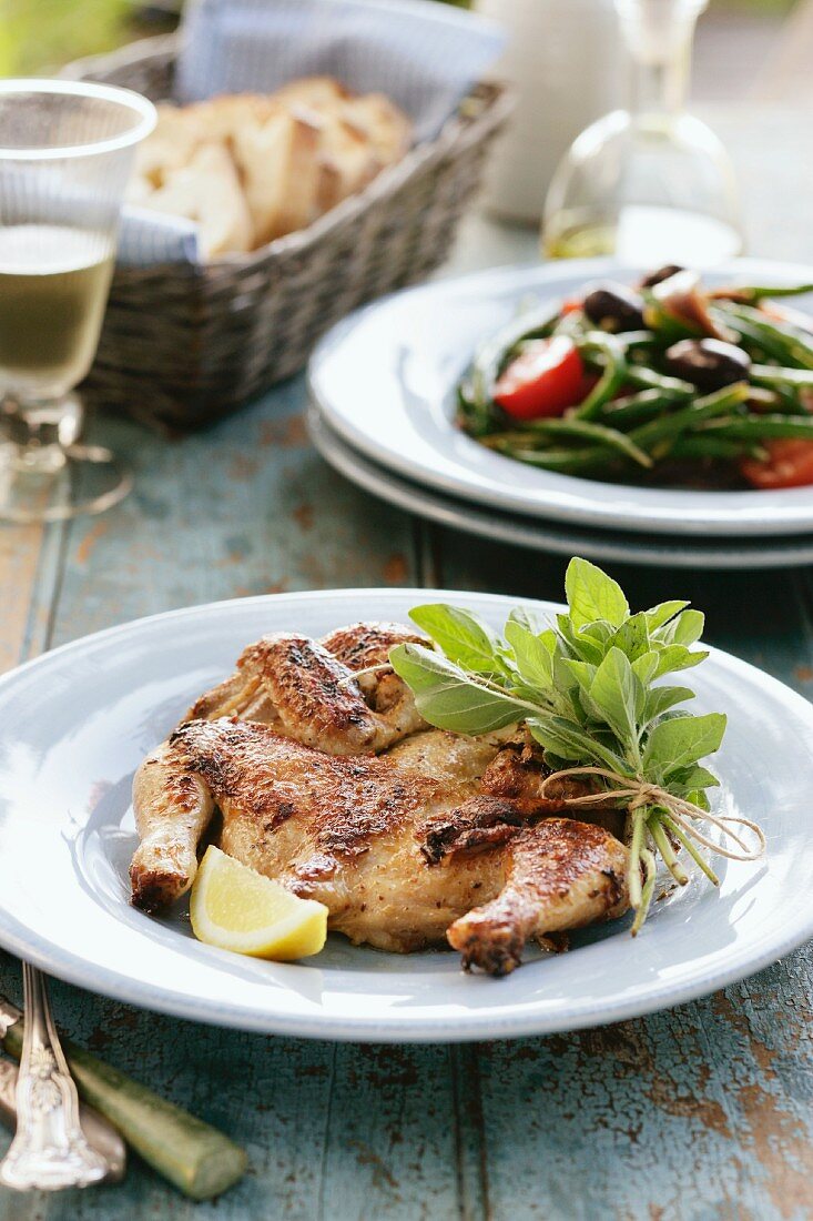 Grilled, butterfly cut chicken