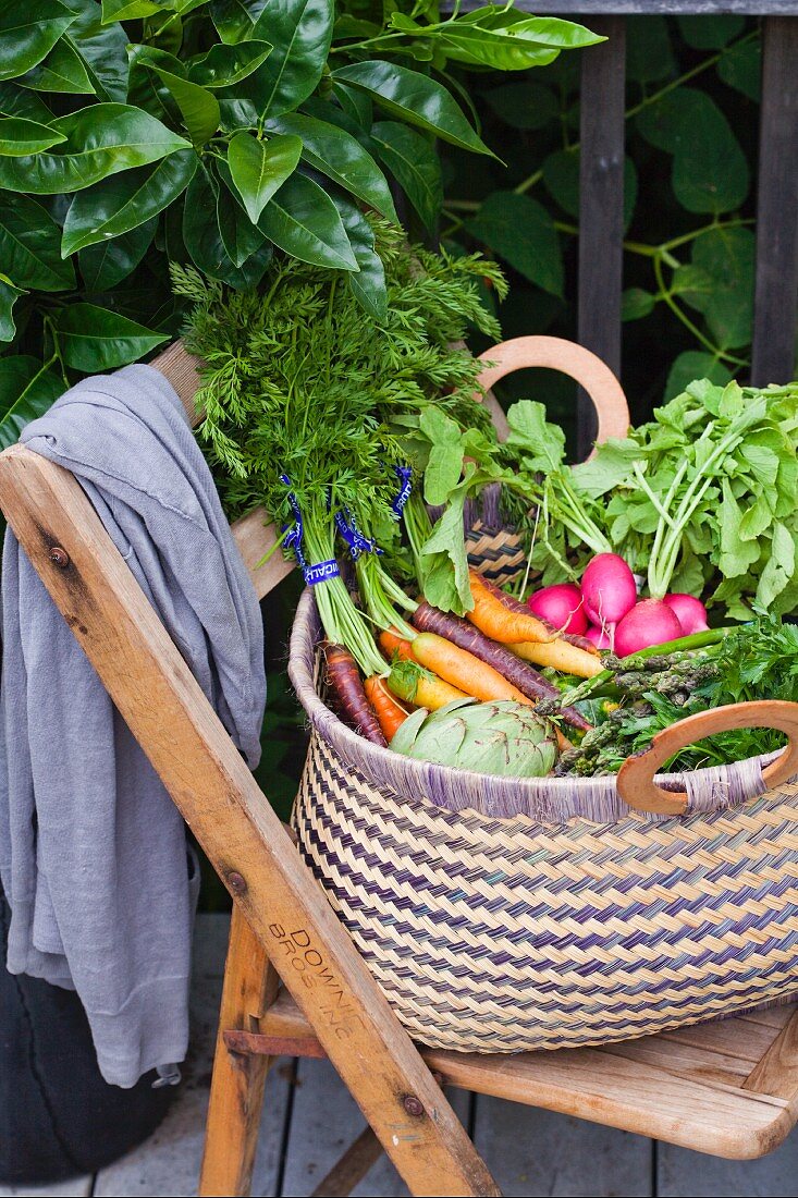 Large Basket of Fresh Garden Veggies