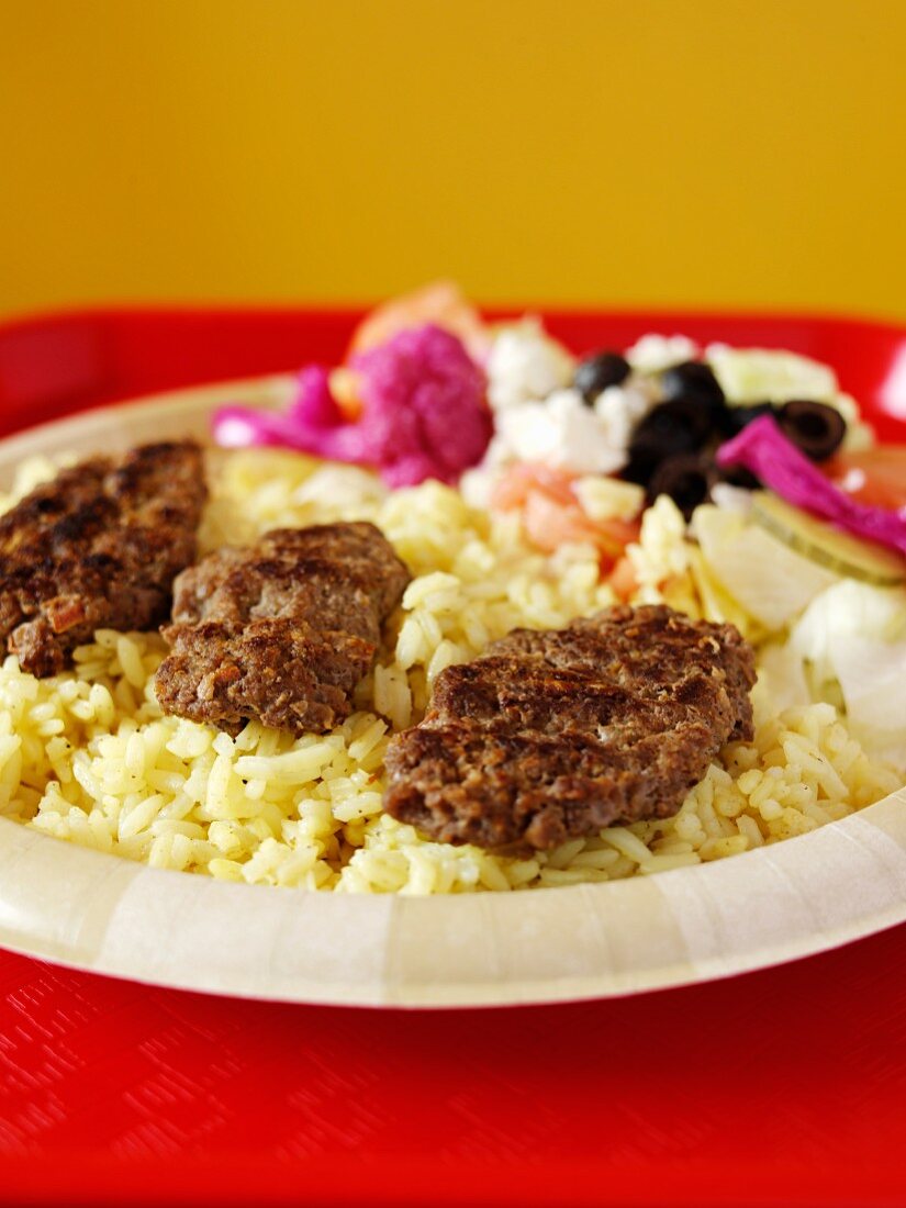 Kafta Over Rice with Vegetables