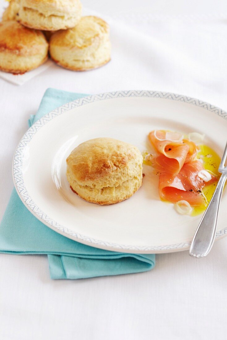 Scones with smoked salmon