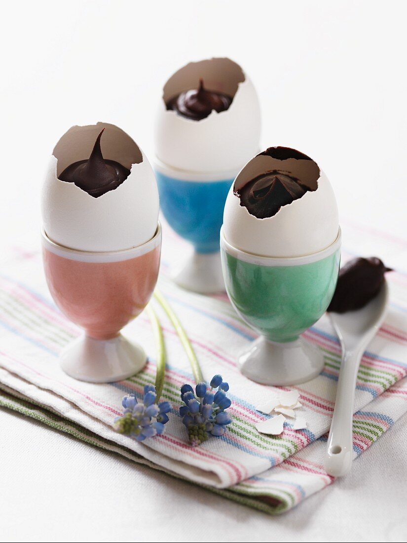 Chocolate cream in egg shells