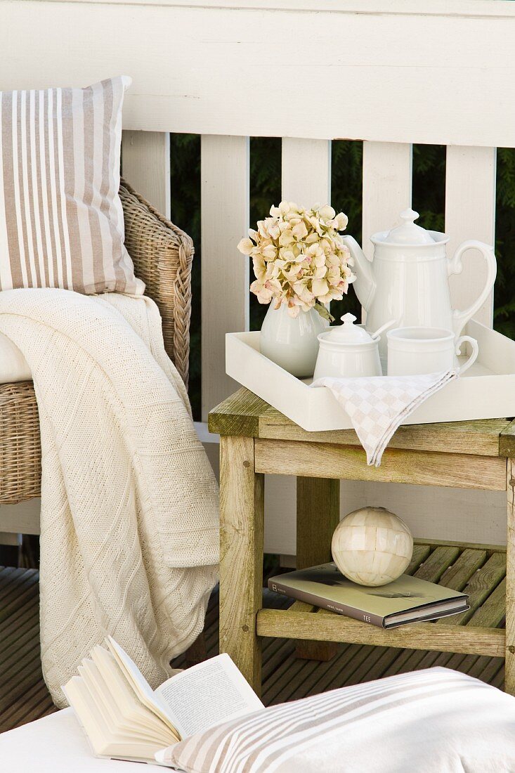 Afternoon break on veranda - tea service on side table