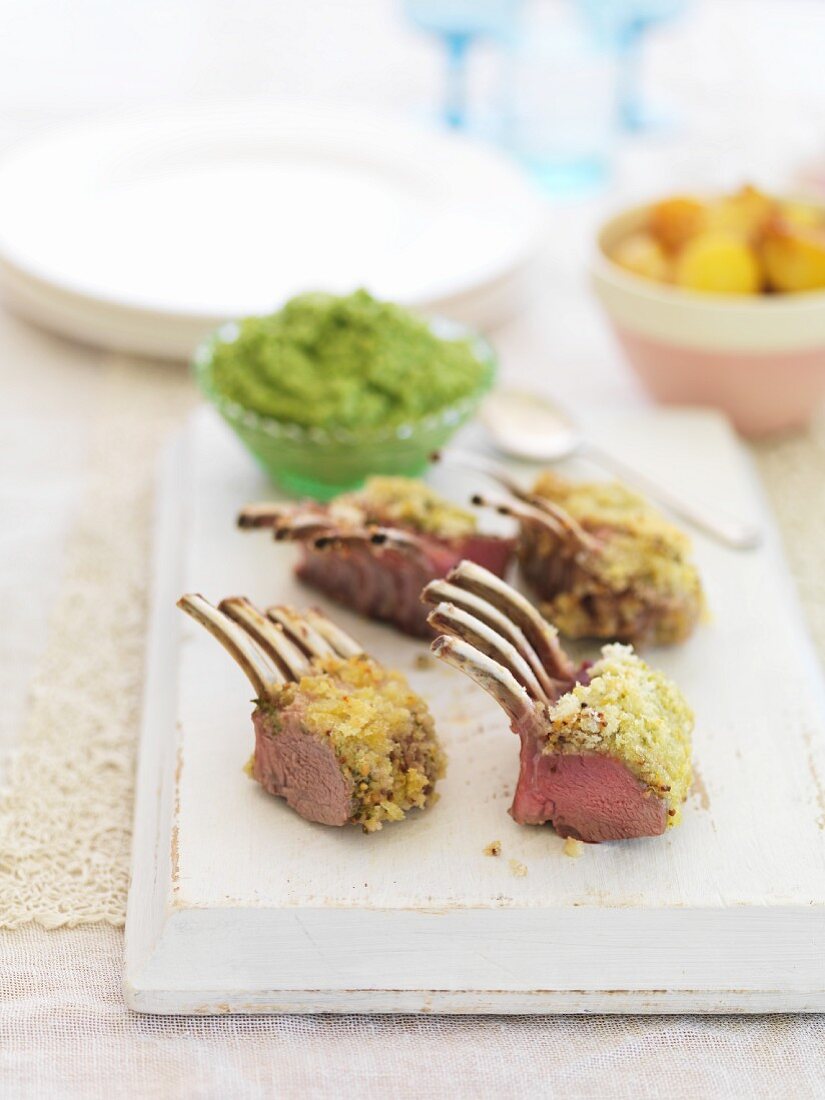 Lamb chops with a crust