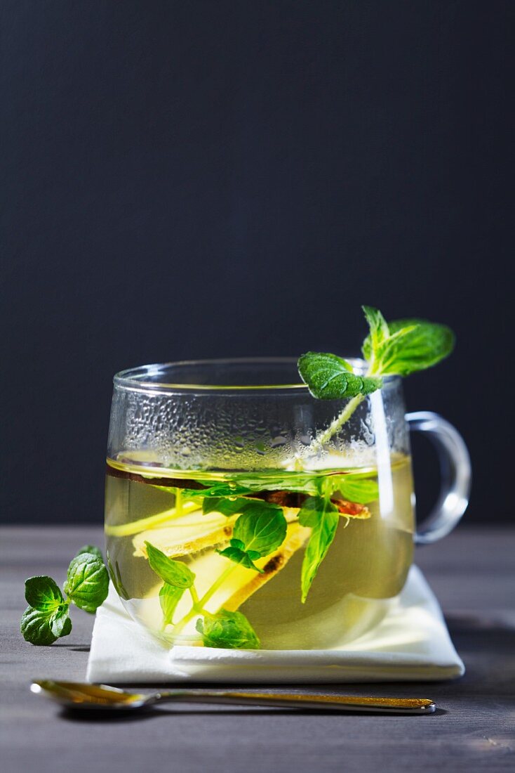 Ginger tea with mint and liquorice