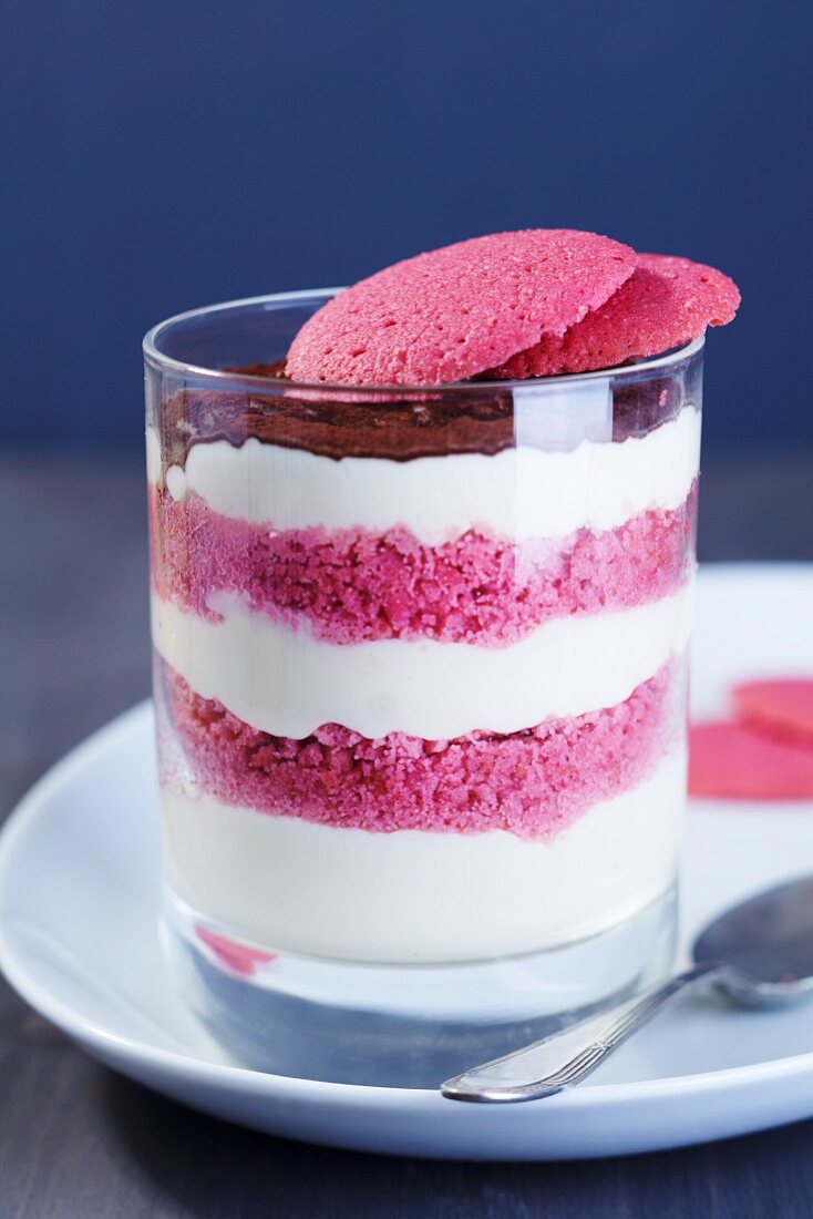 Tiramisu with raspberry sponge cake