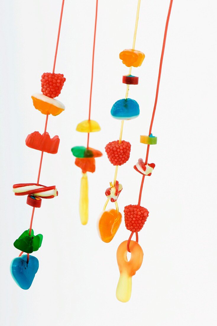 Strings of colorful candy