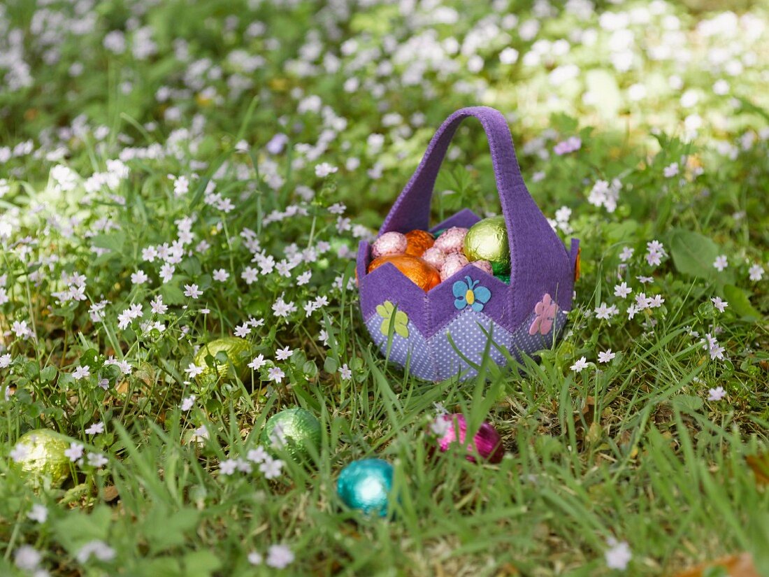 An Easter basket in a meadow