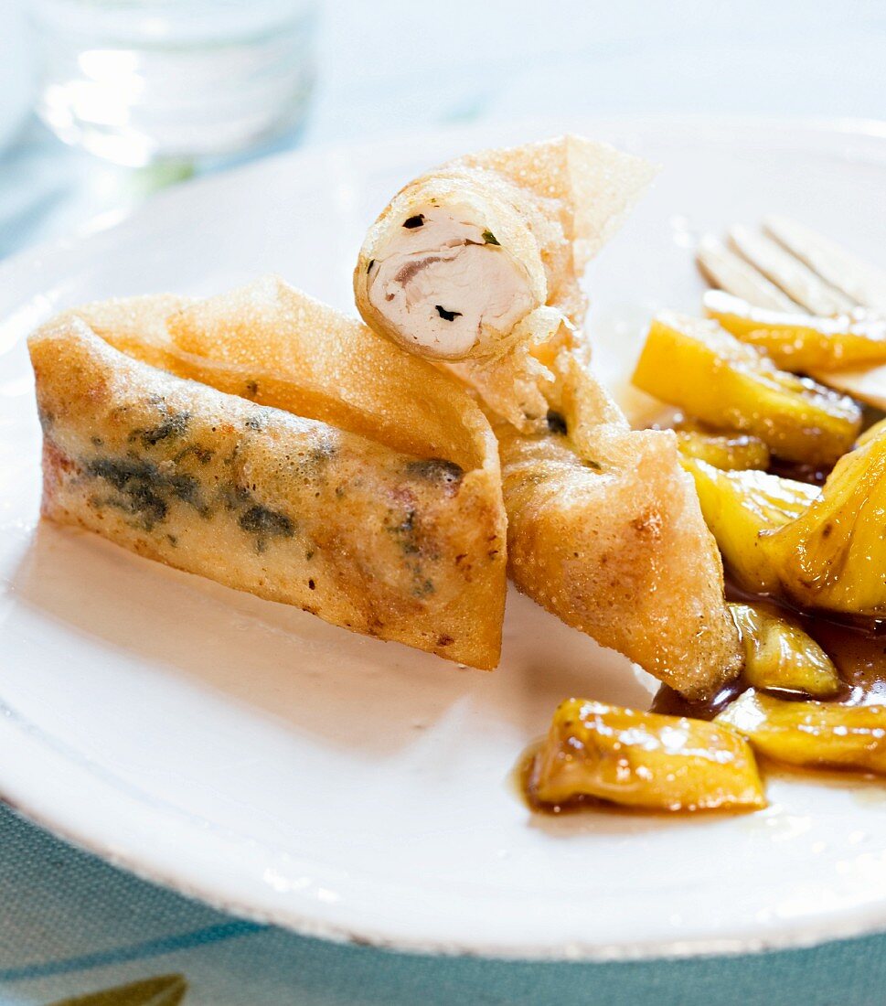 Battered chicken with pineapple