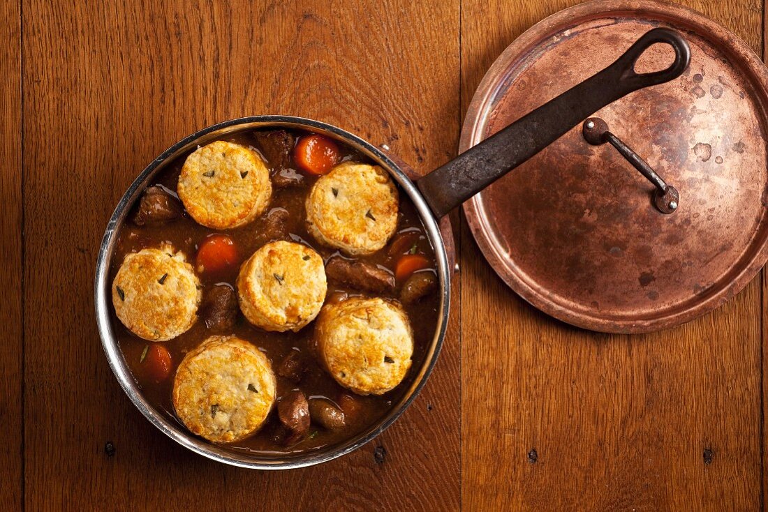 Welsh beef ragout with rosemary biscuits