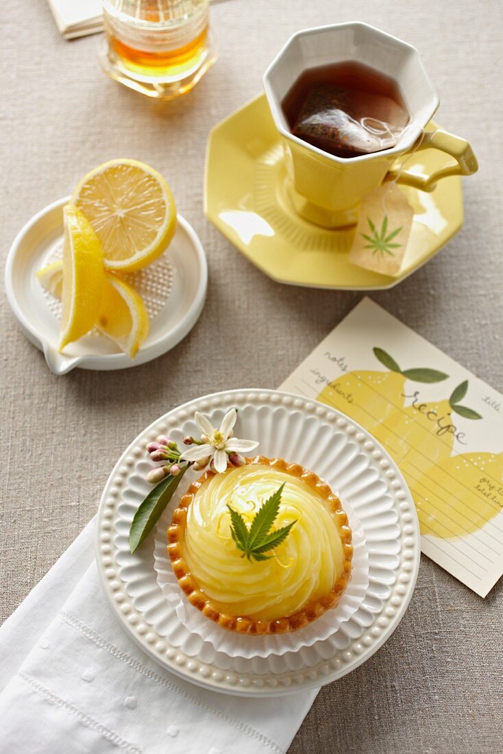 Individual Lemon Pie Infused with with Marijuana; Cup of Marijuana Tea