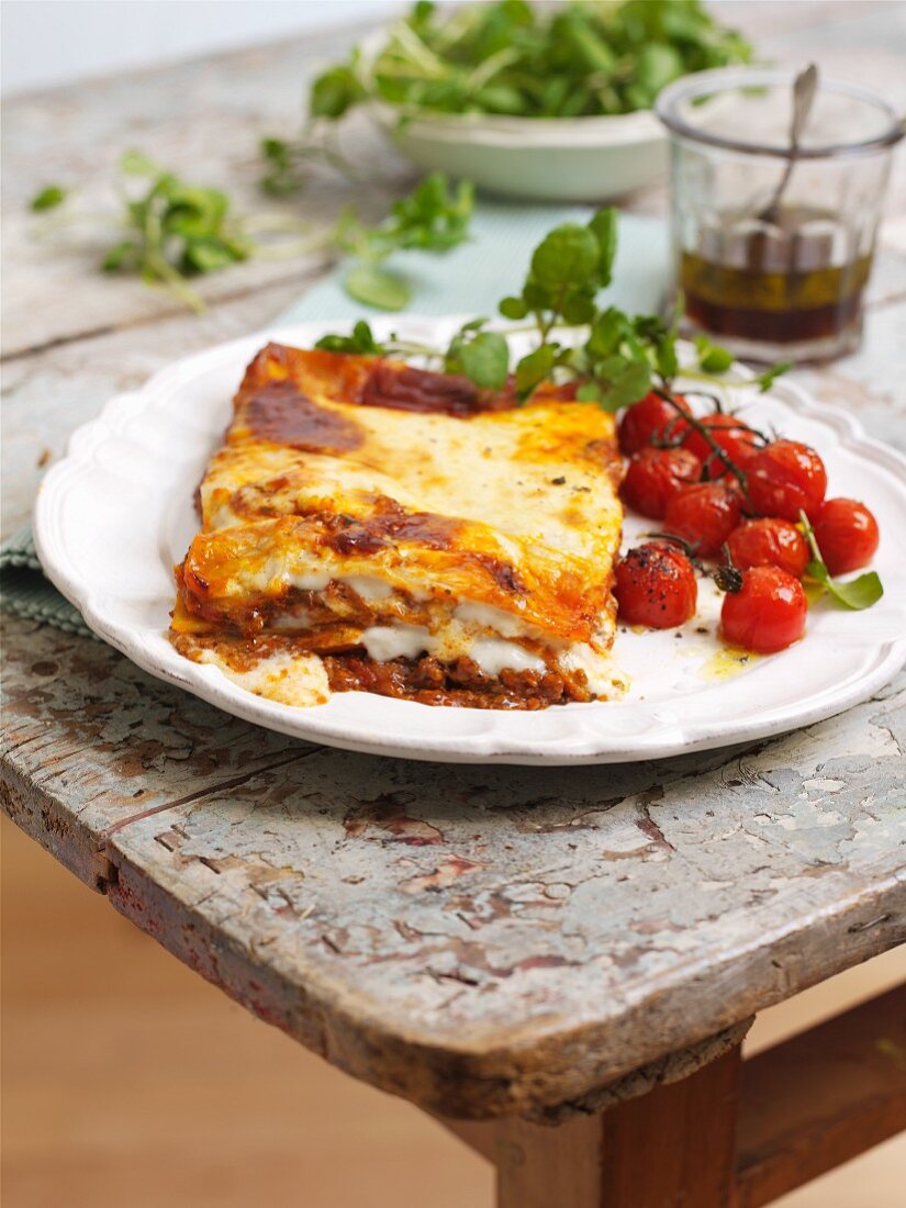 Lasagne with oven roasted tomatoes