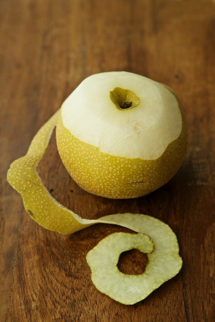 Partially Peeled Asian Pear