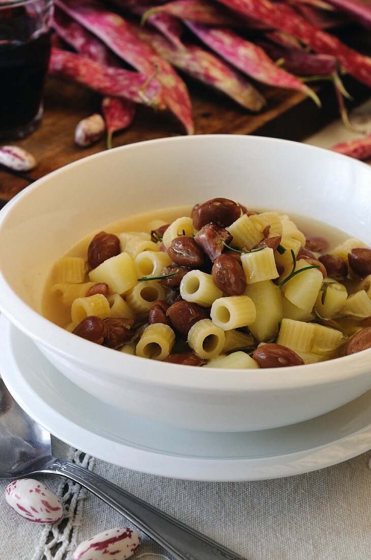 Pasta mit Borlottibohnen