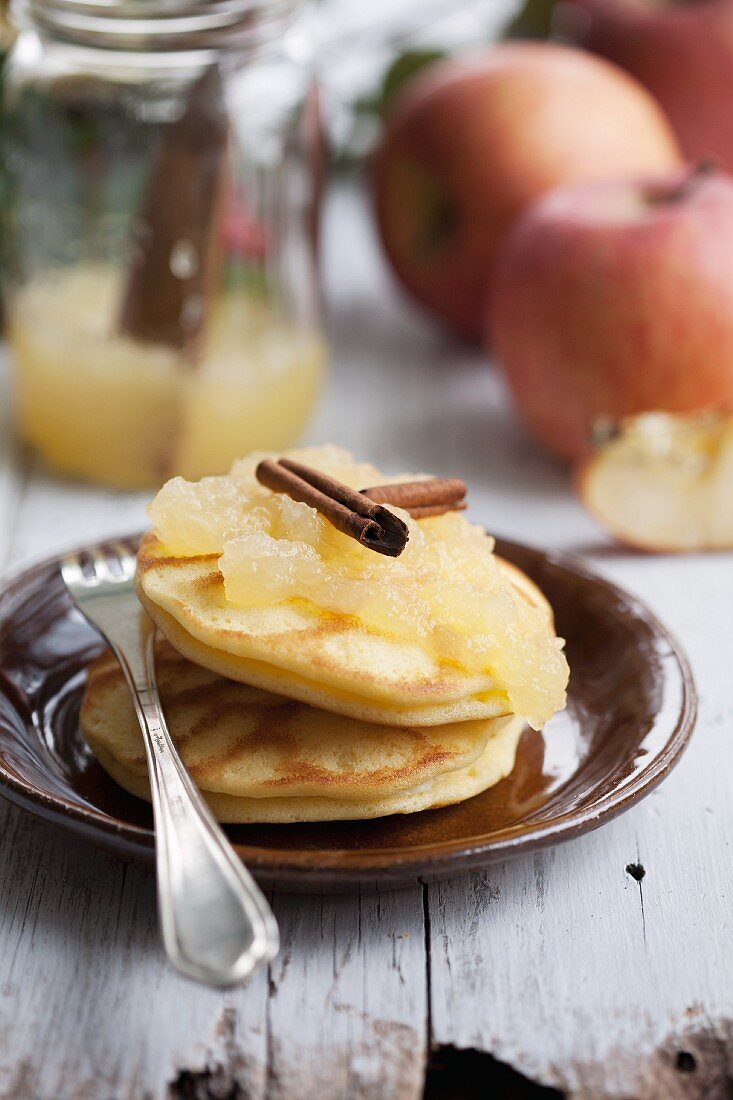 Pancakes with apple sauce