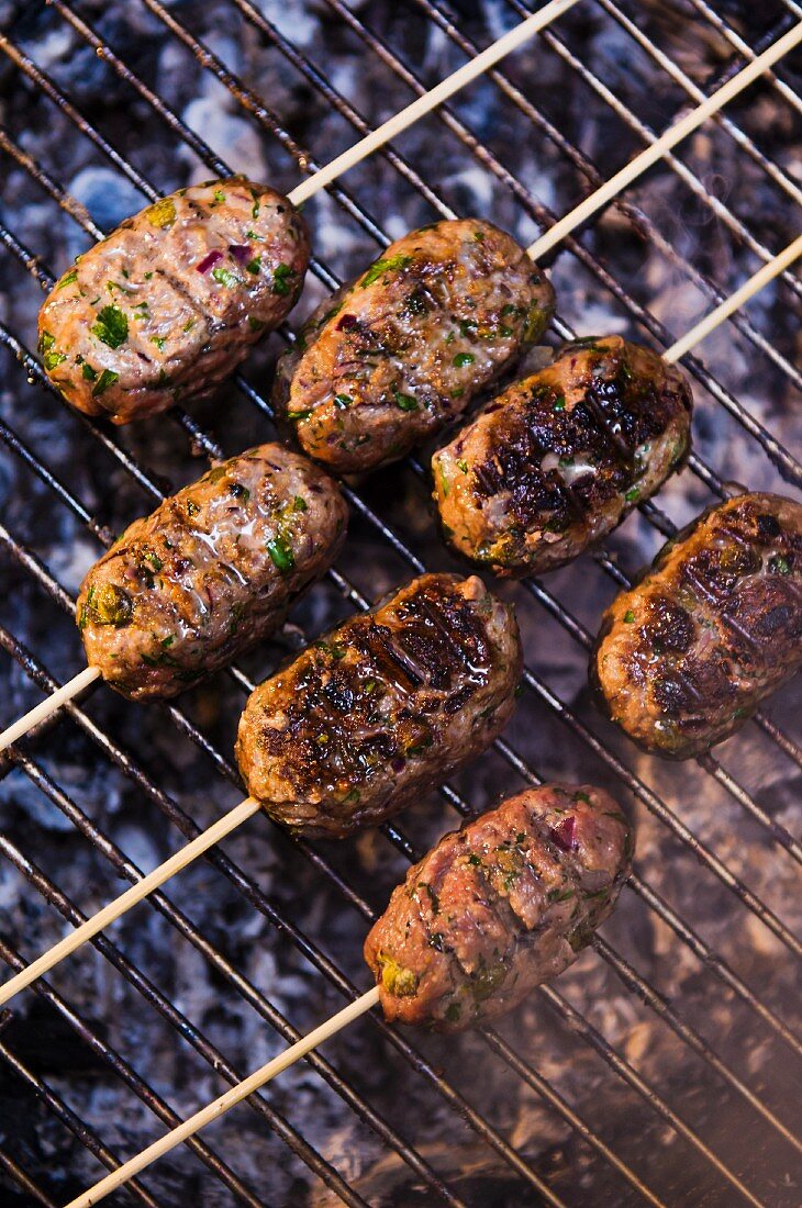 Kefta being grilled