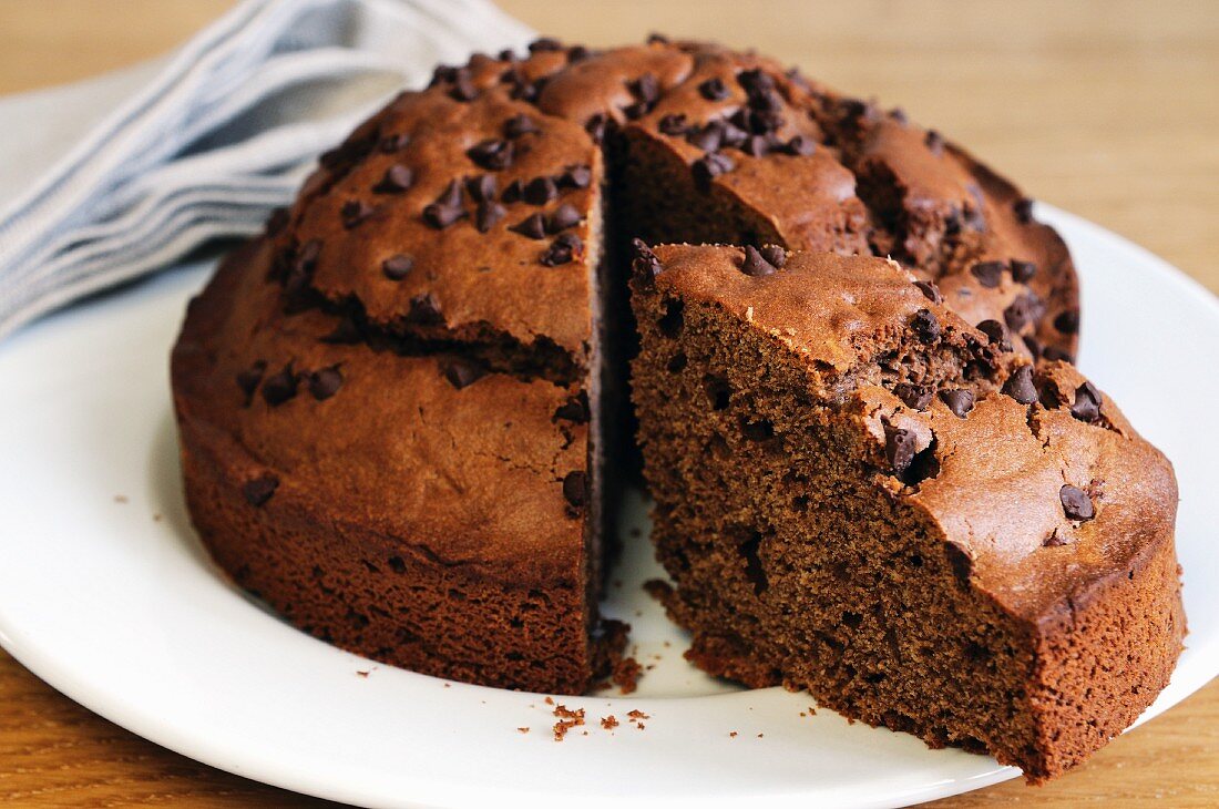 Chocolate Chip Kuchen, angeschnitten