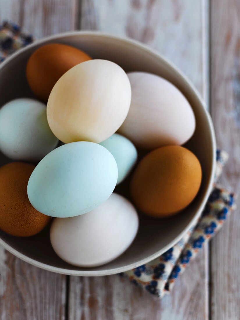 Various coloured eggs