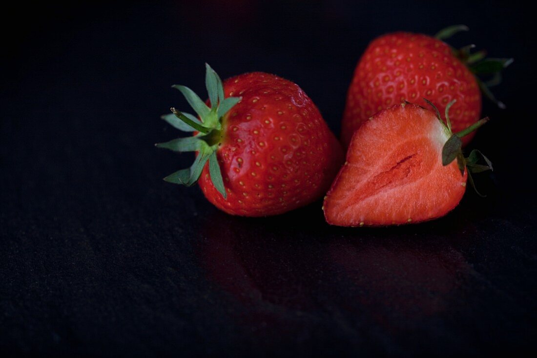 Strawberries, whole and halved