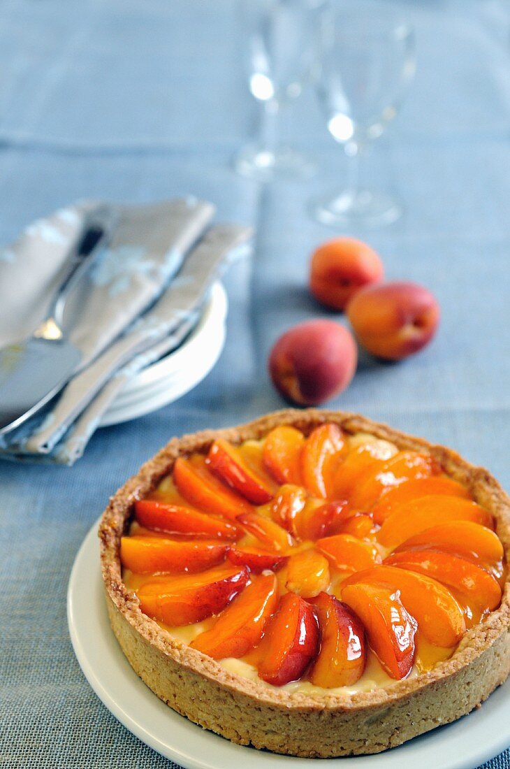 Fresh apricot cream tart