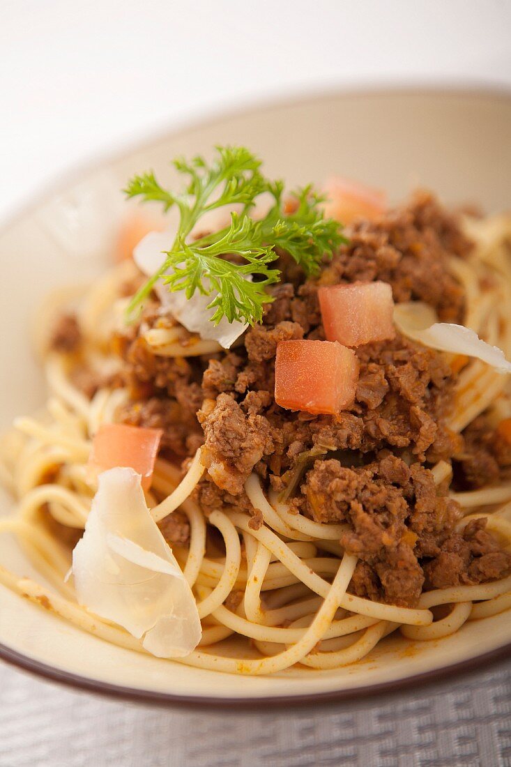 Spaghetti with mince sauce